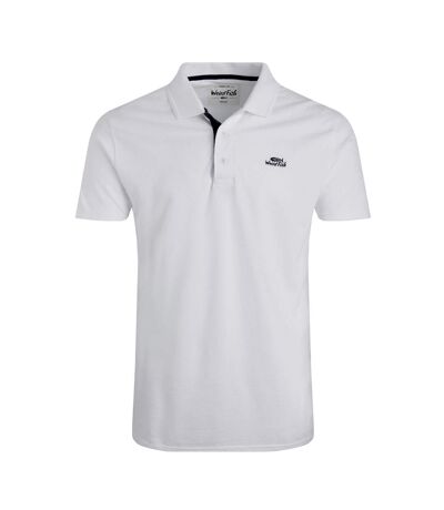 Mens miles pique natural polo shirt white Weird Fish