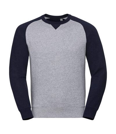 Russell Mens Authentic Baseball Sweatshirt (Light Oxford/Indigo Melange) - UTRW7106