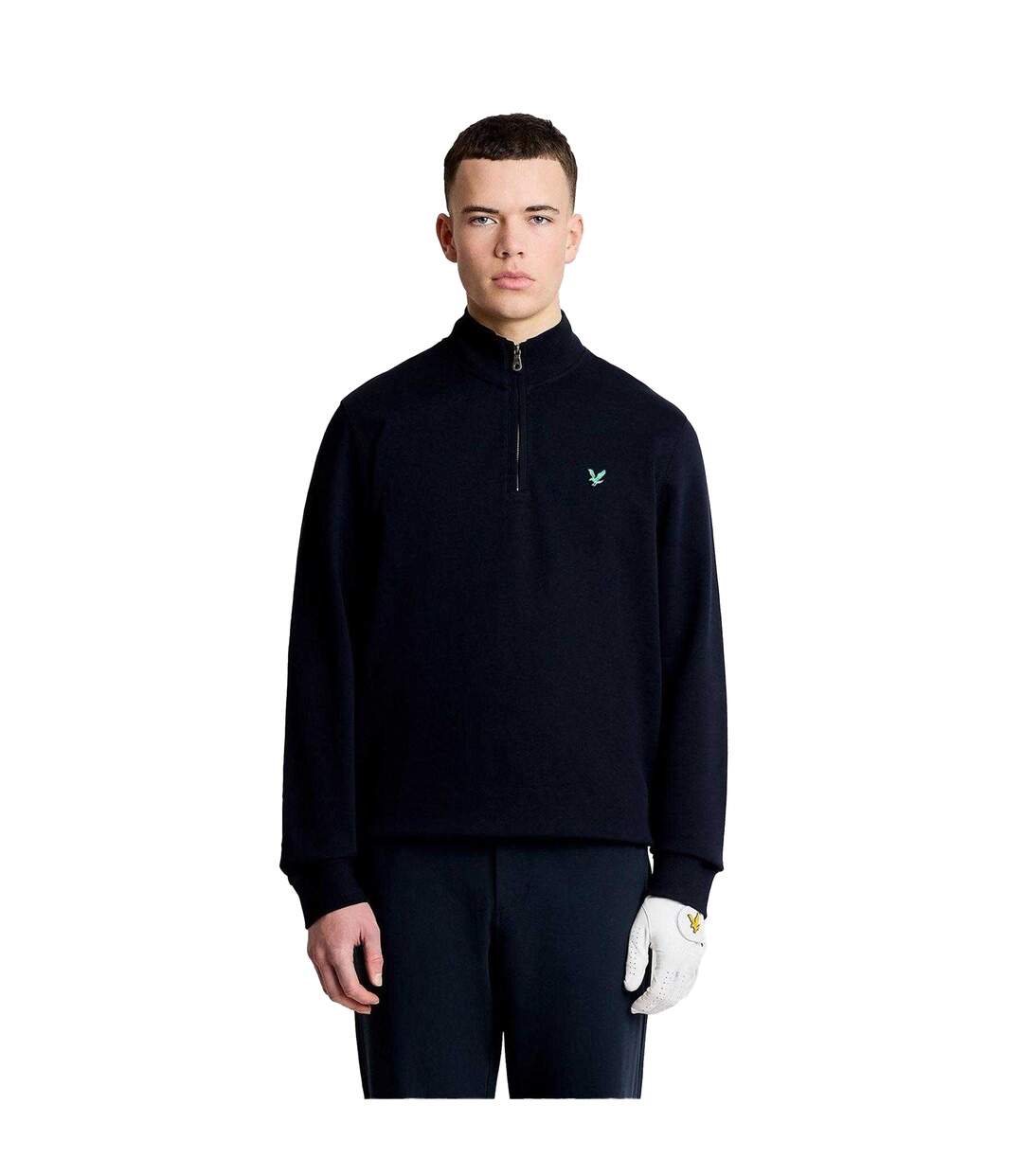 Haut De Golf À Col Montant Zippé Motif/style Logo Brodé Homme Bleu Marine Foncé Lyle & Scott-2