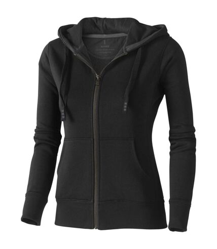 Elevate Womens/Ladies Arora Hooded Full Zip Sweater (Solid Black)