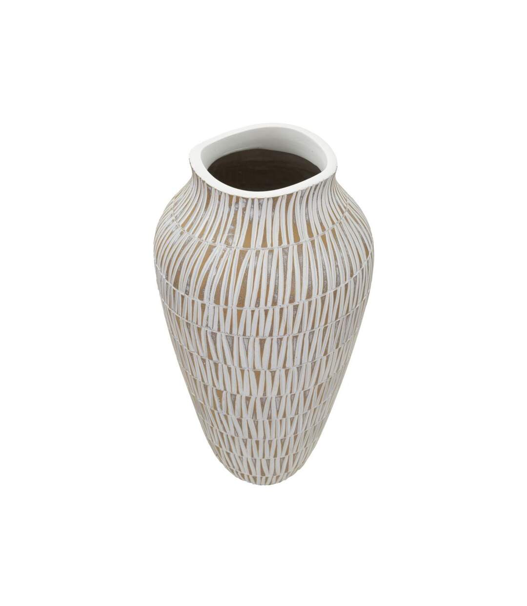 Vase Déco en Résine Stiky 44cm Or & Blanc-2