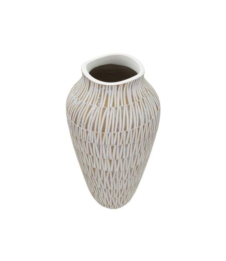 Vase Déco en Résine Stiky 44cm Or & Blanc