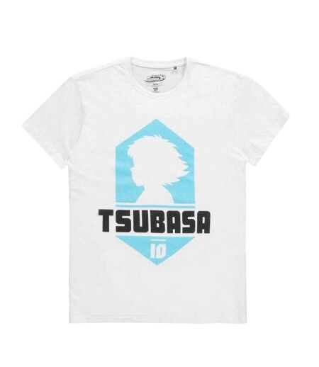 T-shirt Homme Blanc Bleu Ciel Captain Tsubasa