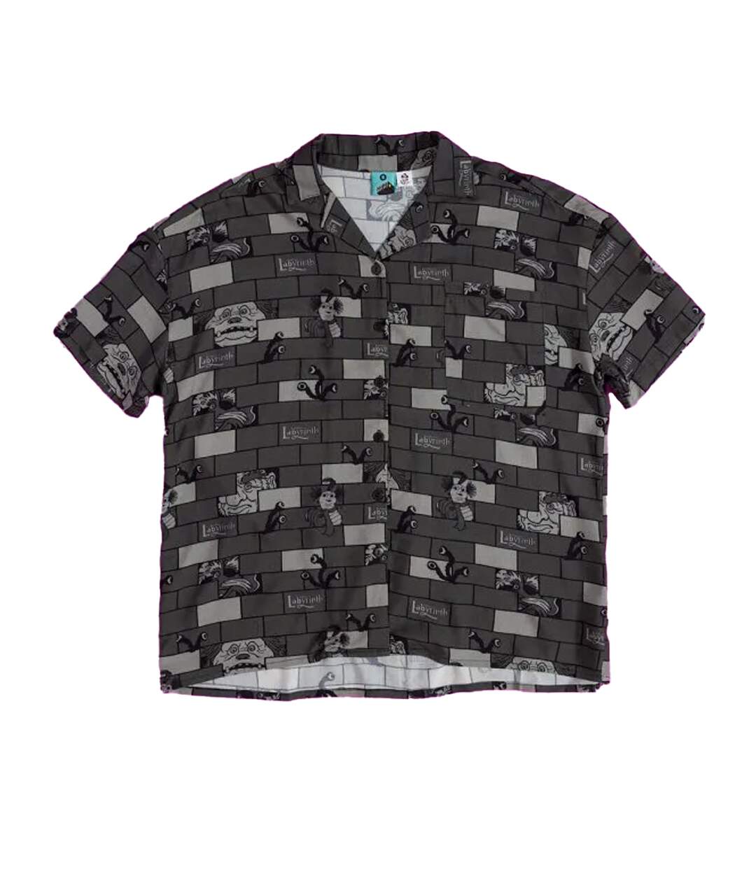 Unisex Adult Character Button-down Short-sleeved Shirt Charcoal Labyrinth-2