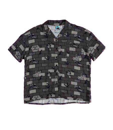 Unisex Adult Character Button-down Short-sleeved Shirt Charcoal Labyrinth