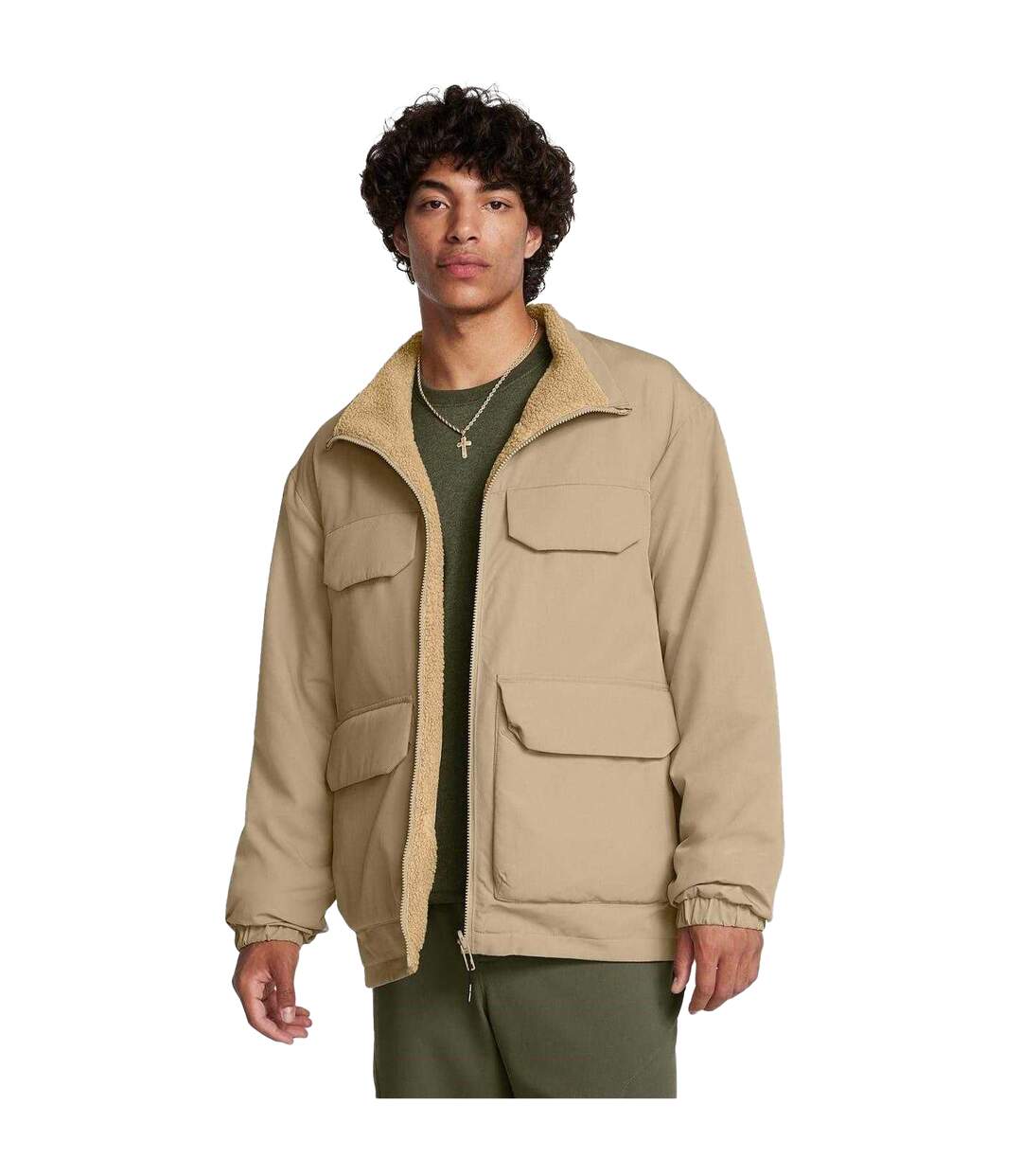 Mens Chest Pocket Relaxed Fit Soft Shell Jacket Brown Under Armour-4