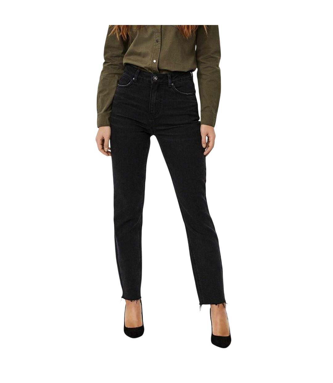 Womens/ladies Denim High Rise Mom Jeans Black Denim Vero Moda-2