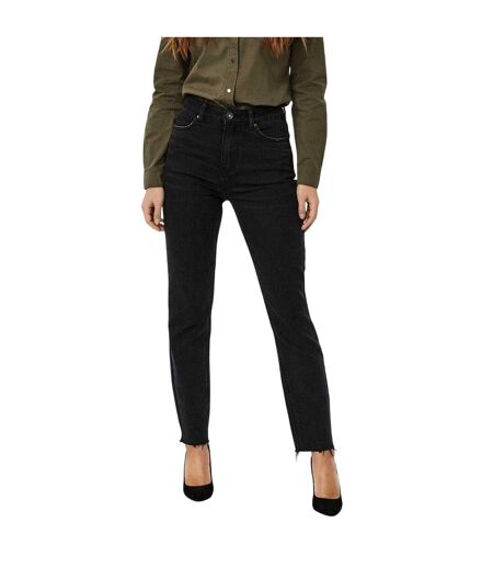 Womens/ladies Denim High Rise Mom Jeans Black Denim Vero Moda