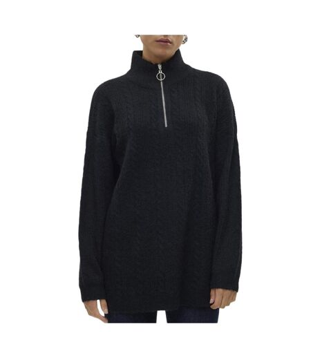 Pull 1/4 zip noir femme vero moda mili