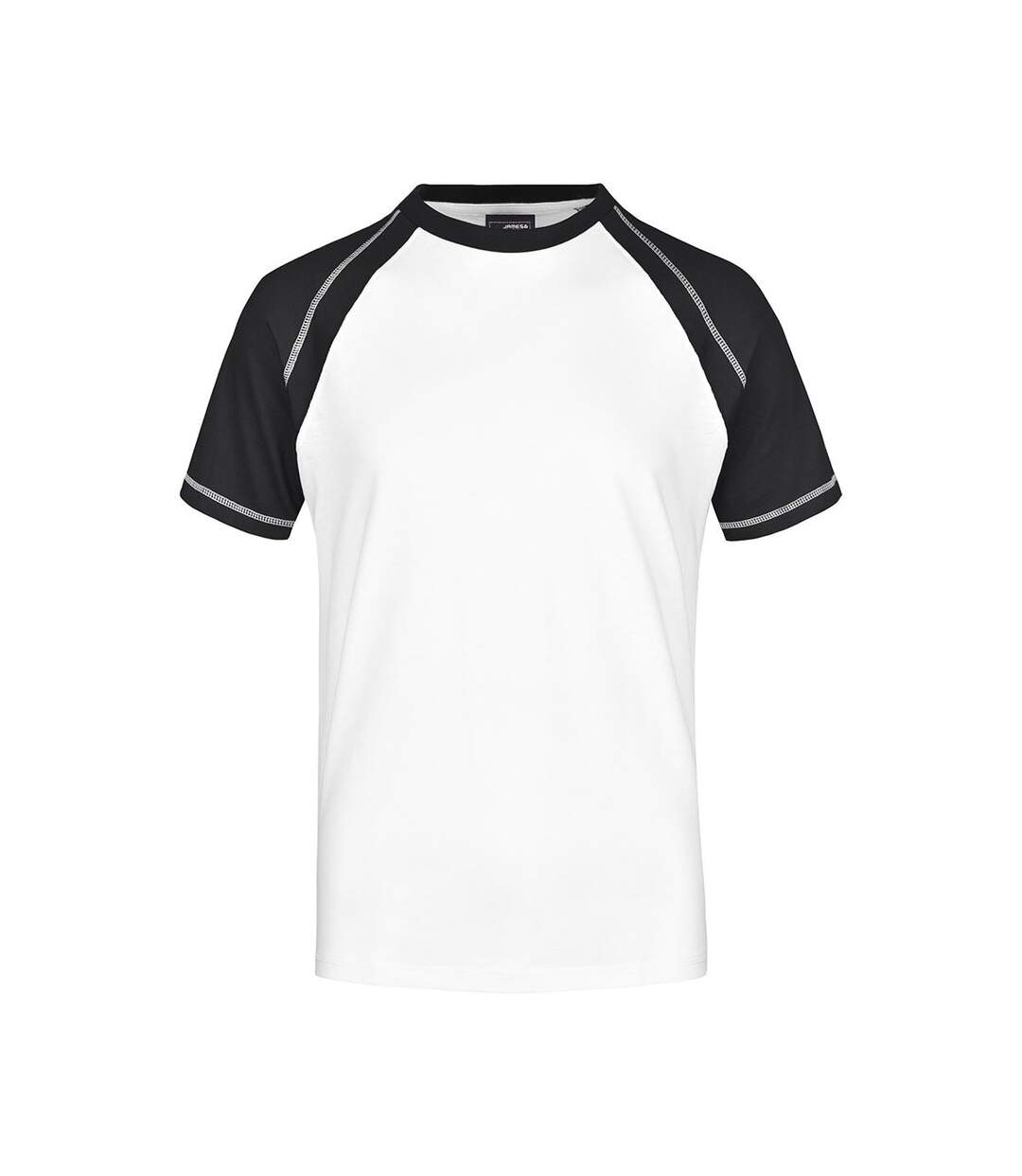 T-shirt Manches Raglan Motif/style Contrasté Homme Blanc Noir James And Nicholson-1