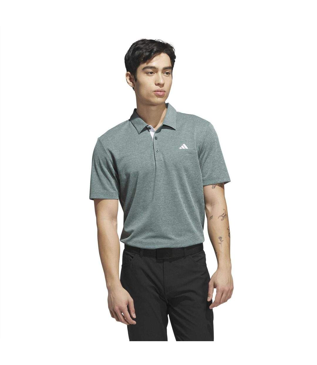 Mens Heather Golf Polo Shirt College Green Adidas-1