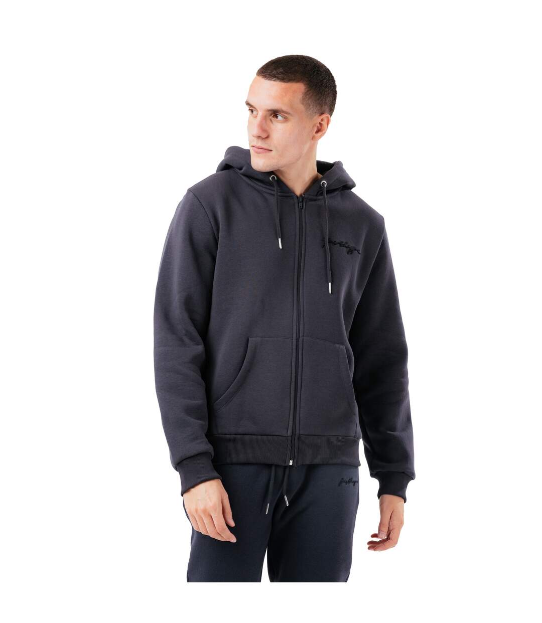 Hype Mens Zipped Oversized Hoodie (Charcoal) - UTHY5890