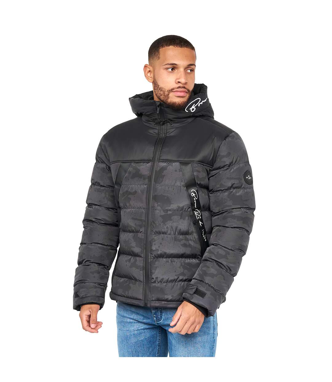 Mens Crespo Jacket Black Camo Born Rich-2