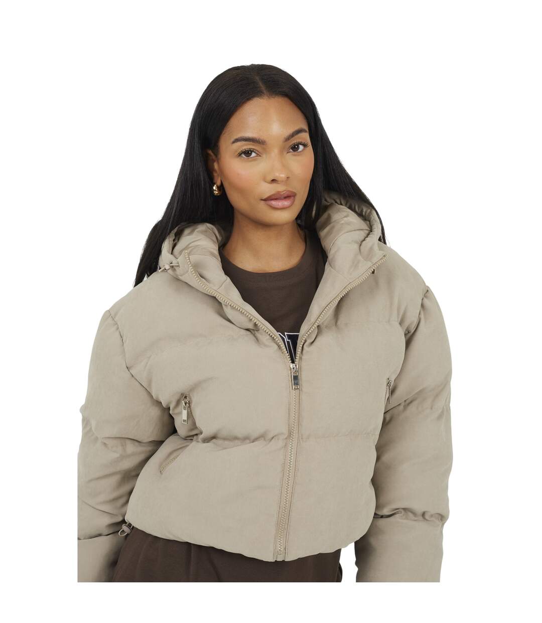 Doudoune Matelassée Motif/style Court Dani Femme Taupe Brave Soul-4