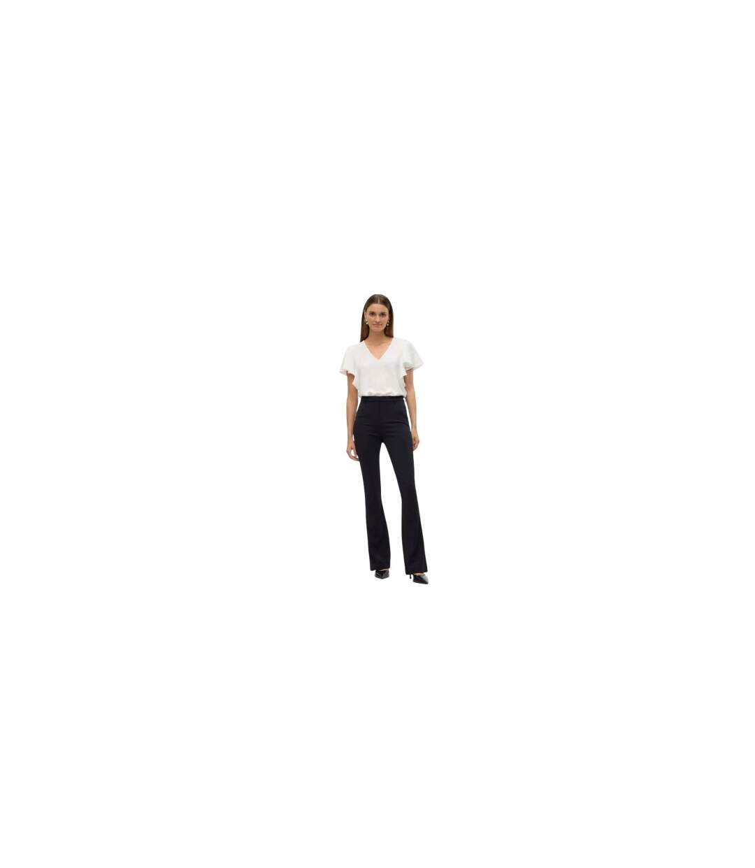 Womens/ladies Flared Trousers Black Vero Moda-1