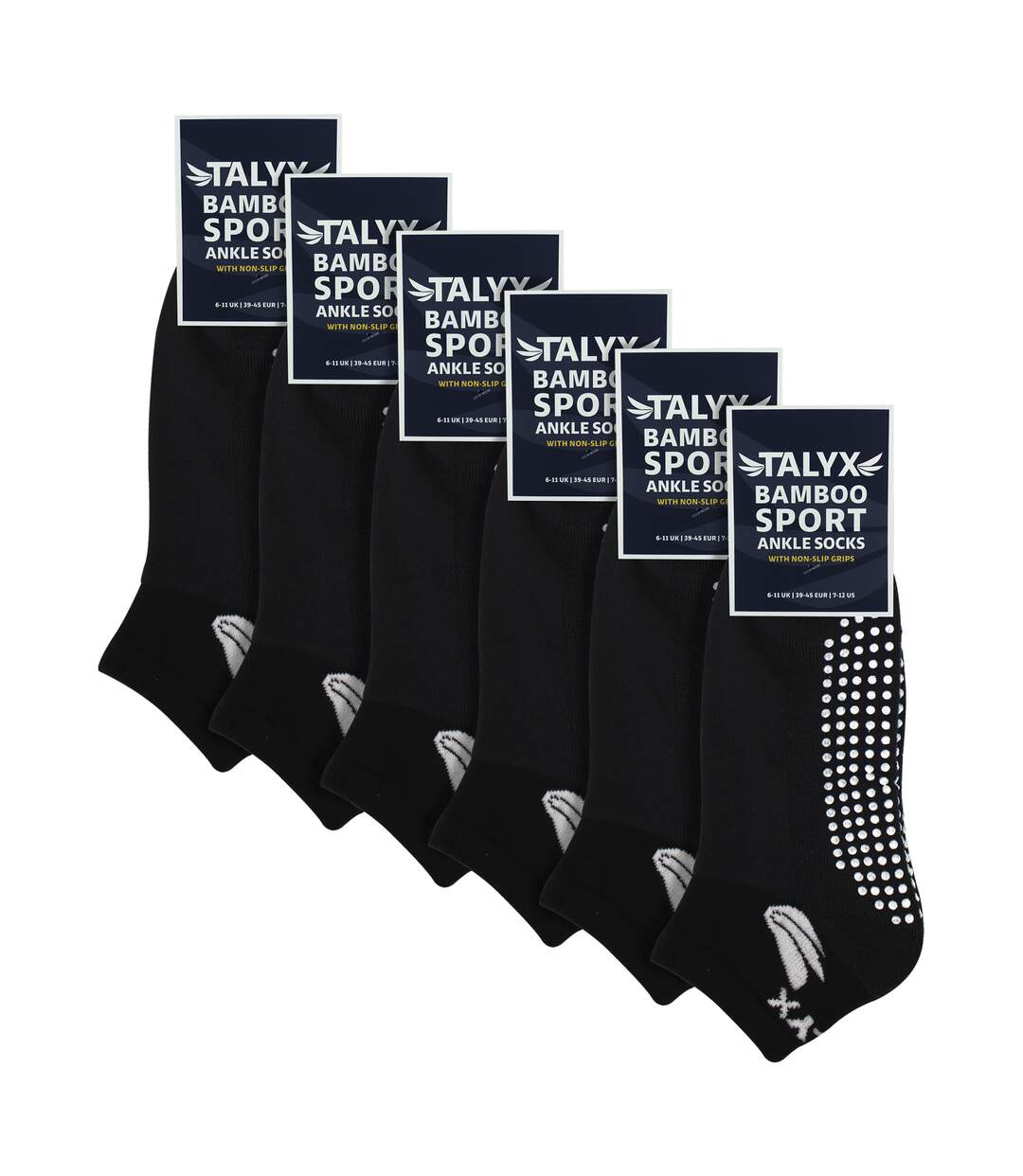 6 Pack Mens Bamboo Ankle Grip Socks | Reinforced Heel & Toe Soft Non Slip Socks-2