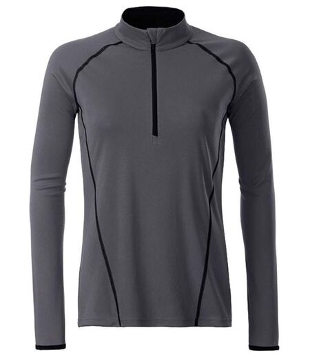 Maillot running respirant manches longues - Femme - JN497 - gris titane