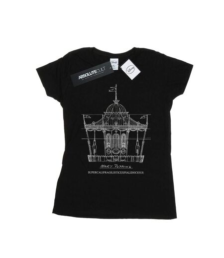 Disney Mary Poppins Carousel Sketch - T-shirt en coton - Femmes/Dames (Noir) - UTBI15284