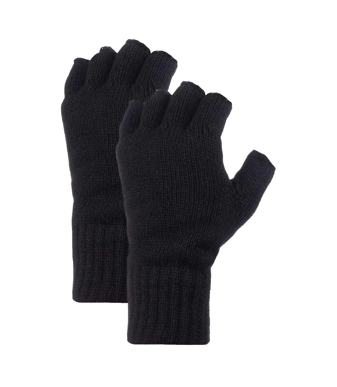 2 Pairs Mens Fingerless Gloves with Thermal Fleece Lining Material-1