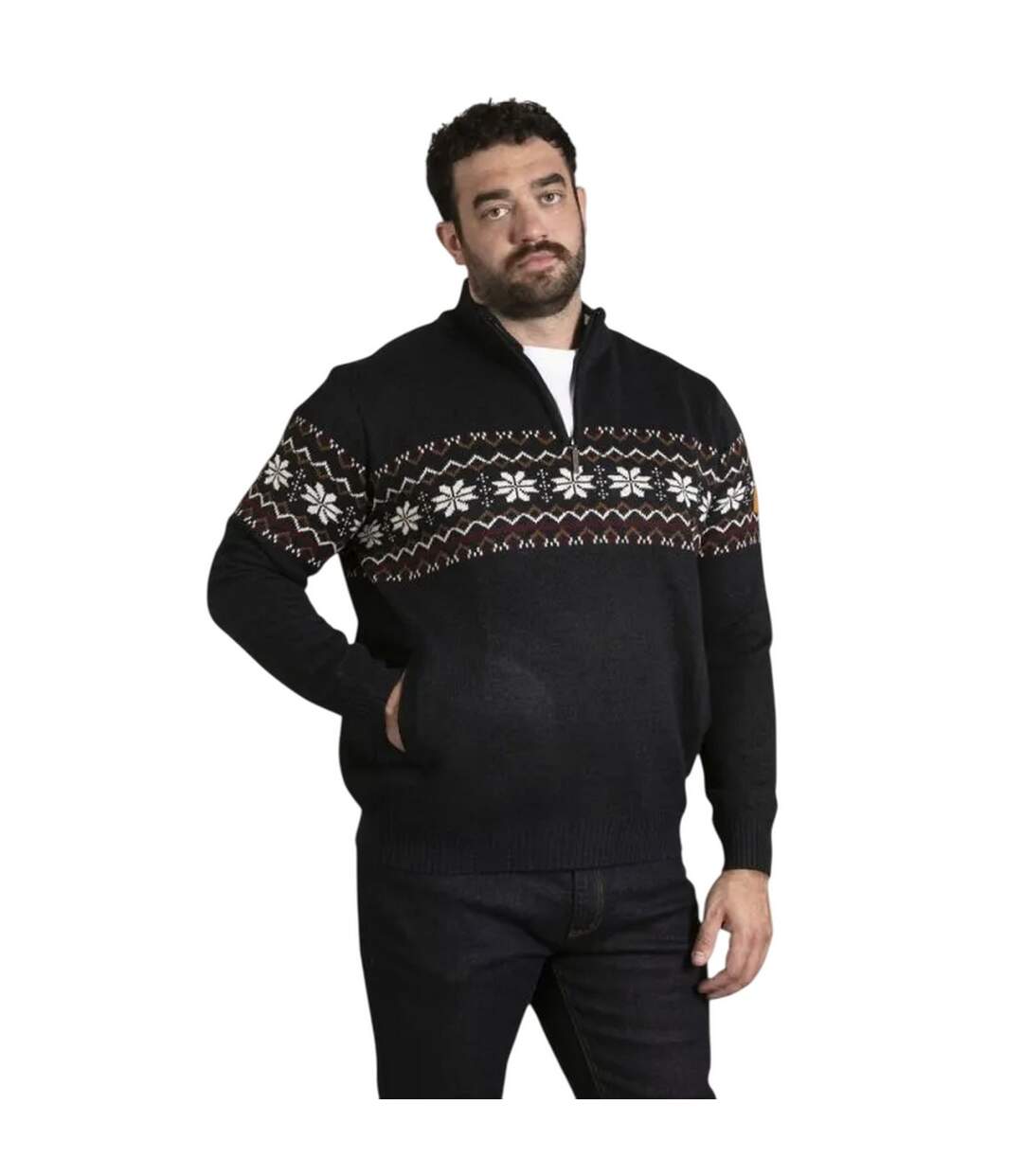 Sweat Motif/style Festif D555 Edinson Homme Bleu Marine Chiné Duke-1