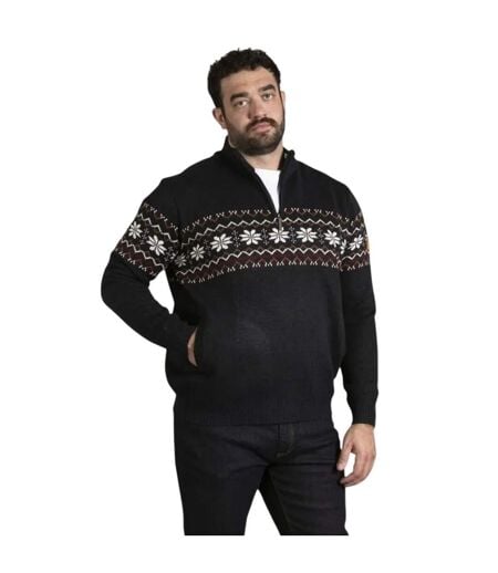 Sweat Motif/style Festif D555 Edinson Homme Bleu Marine Chiné Duke