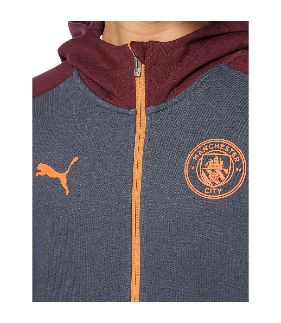 Mens Manchester City Fc Cotton Blend Hooded Jacket Grey Puma-4