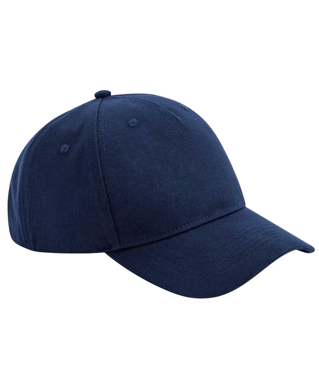 Unisex adult organic cotton 5 panel baseball cap navy blue Beechfield-1