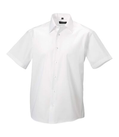 Collection mens short sleeve tailored ultimate non-iron shirt white Russell
