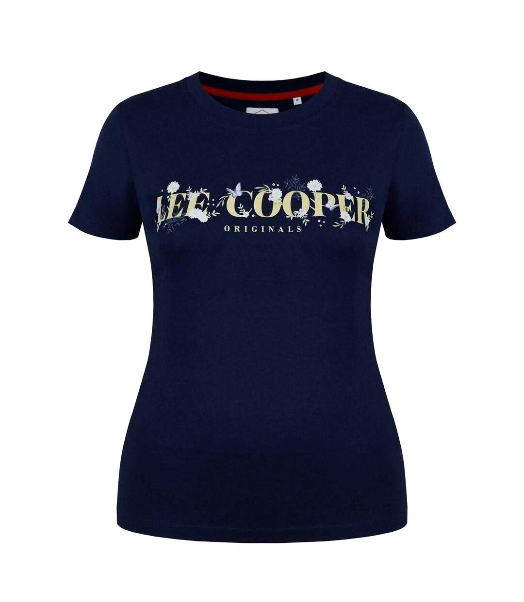 Womens/ladies Classic Floral Logo T-shirt Navy Blue Lee Cooper-1