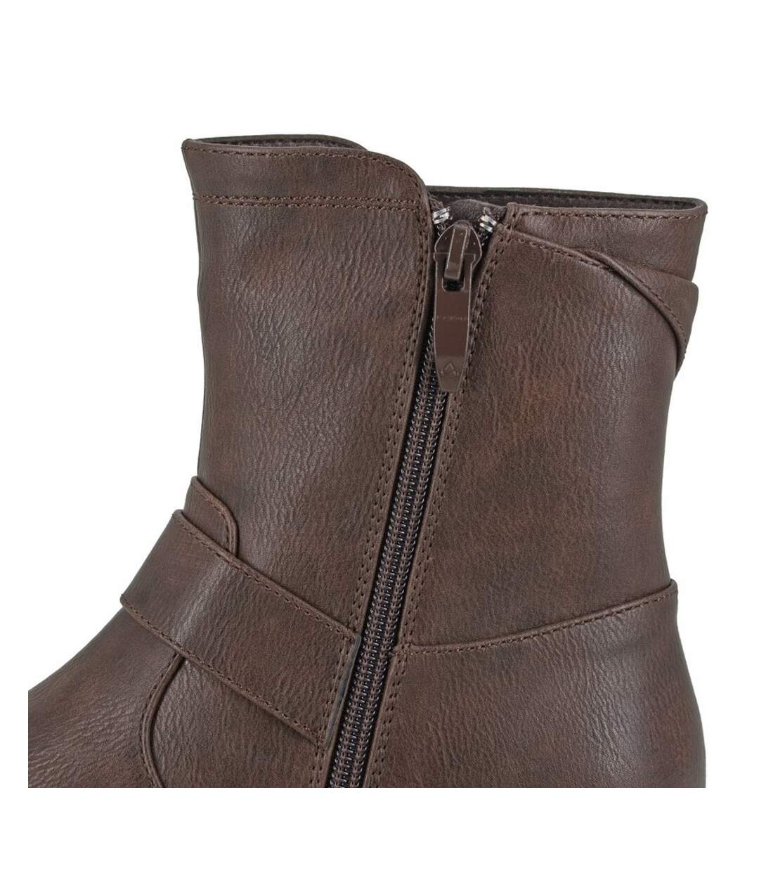 Womens/ladies tilda pu biker boots brown Cipriata-3