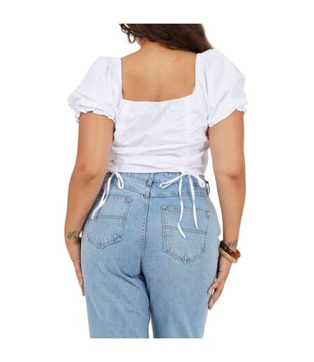 Haut Manches Bouffantes Motif/style Ruché Femme Blanc Brave Soul