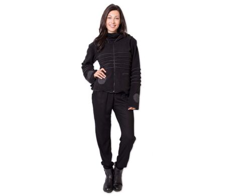 Veste polaire à capuche SINNAMARY noire Coton Du Monde