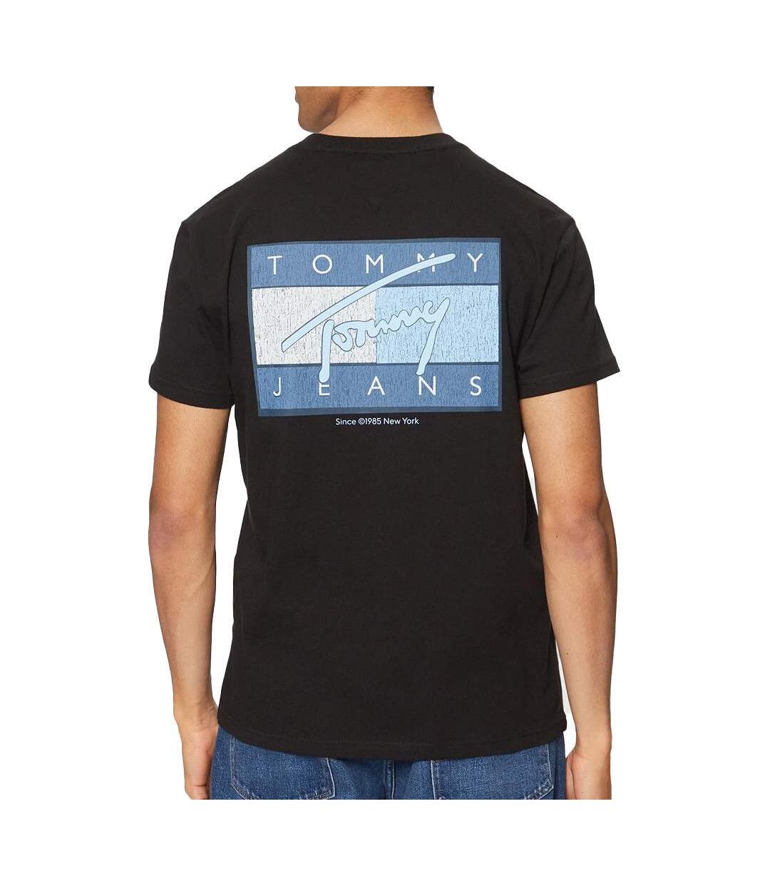T-shirt noir homme tommy hilfiger flag - l-2