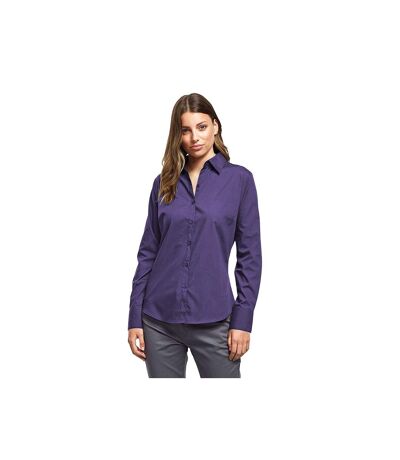 Womens/ladies Poplin Long-sleeved Blouse Purple Premier