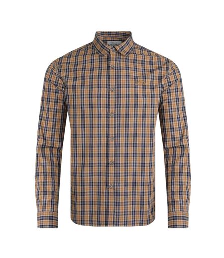 Mens lando checked long-sleeved shirt caramel Weird Fish