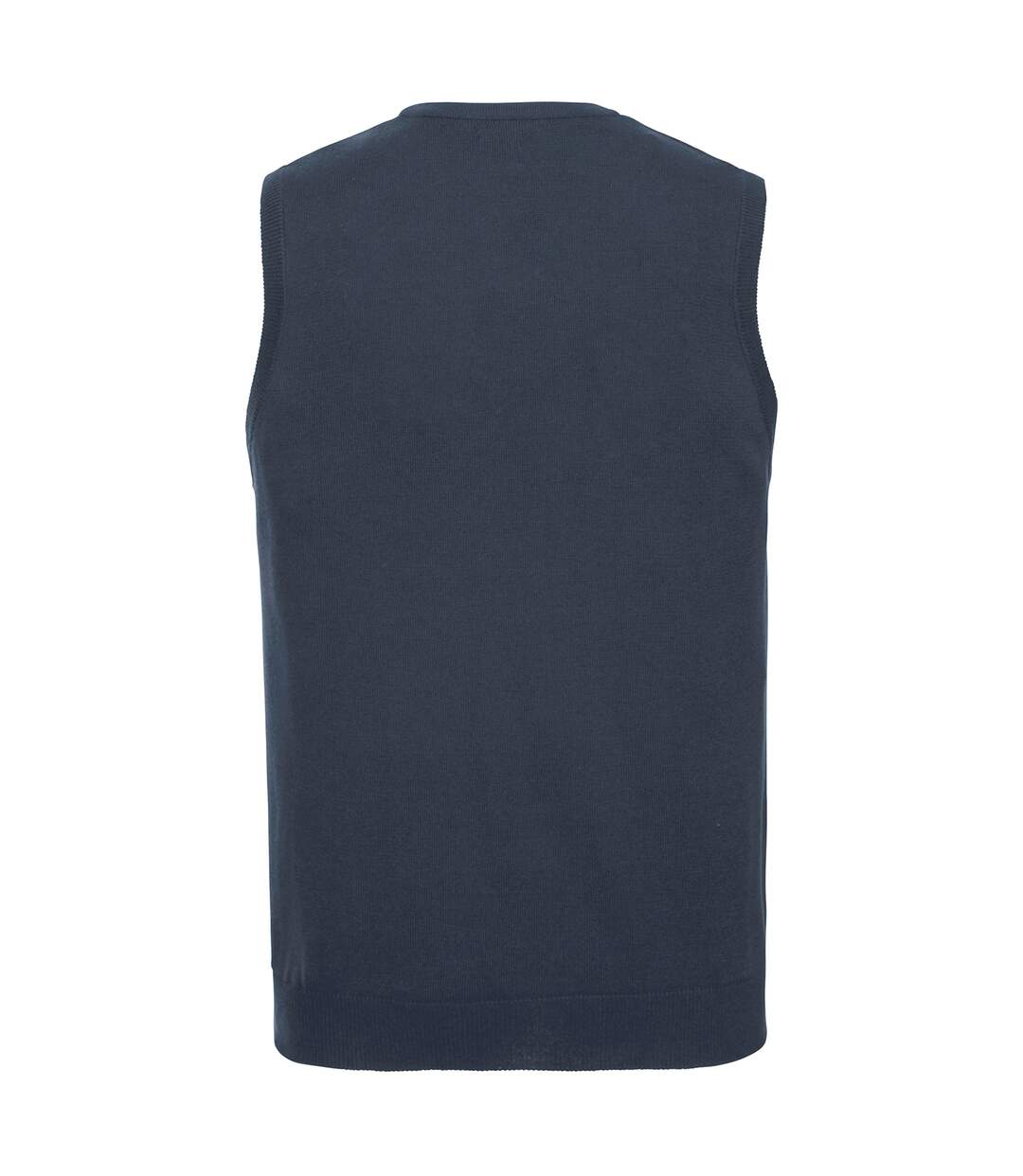 Mens cotton acrylic v neck sleeveless sweatshirt french navy Russell Collection