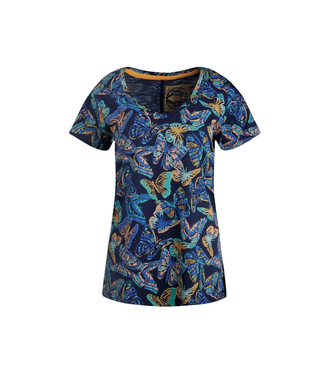Womens/ladies merica butterflies jersey t-shirt dark blue Weird Fish-1