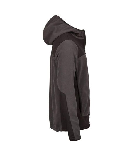 Mens Mountain Hooded Fleece Jacket Asphalt Black Tee Jays