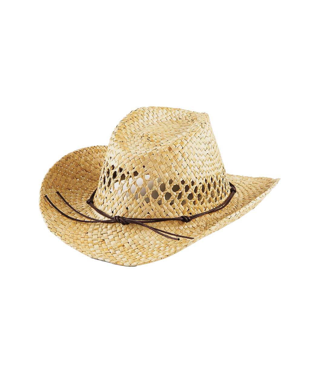 Unisex Adult Straw Cowboy Hat Natural Beechfield-2