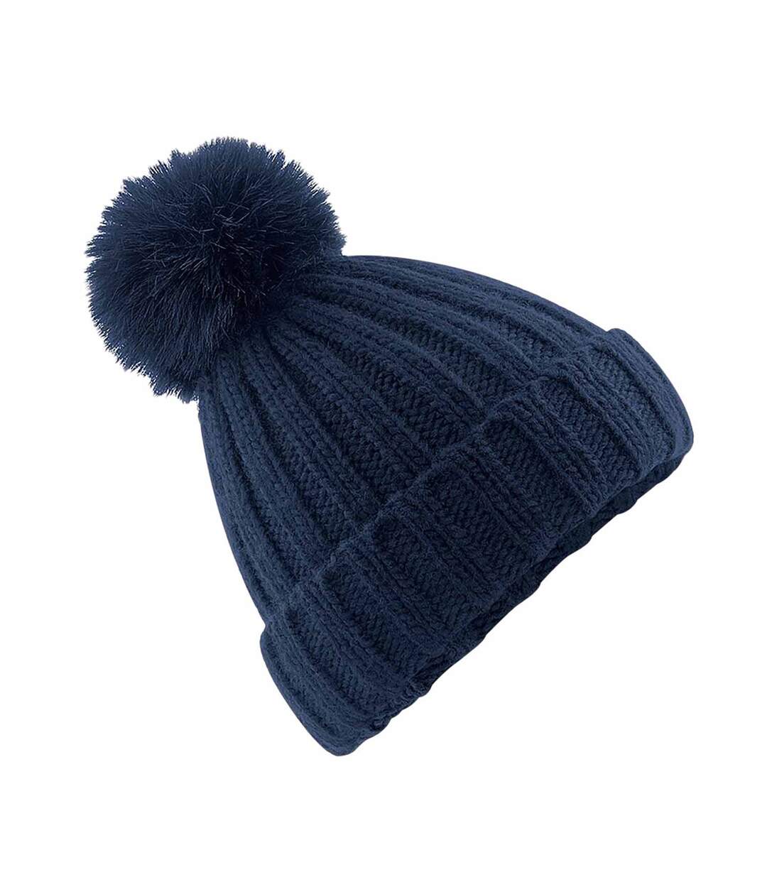 Beechfield Verbier - Bonnet à pompon imitation fourrure - Adulte mixte (Bleu marine) - UTRW5804