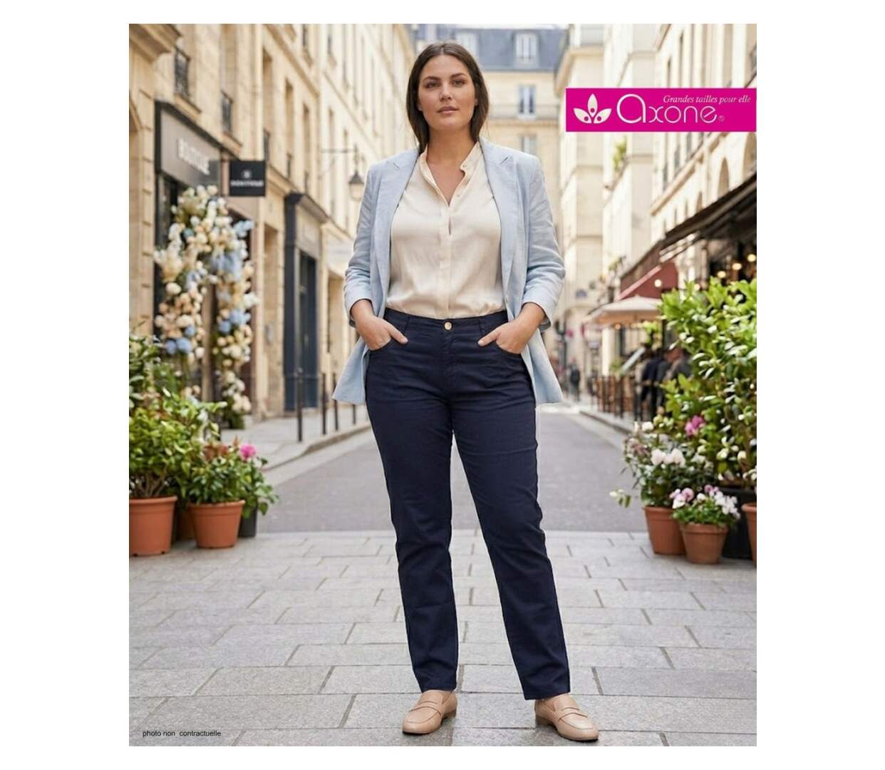 Pantalon 5 poches AXONE Balade - Toile gabardine coton stretch Bleu Marine pour un confort quotidien-5