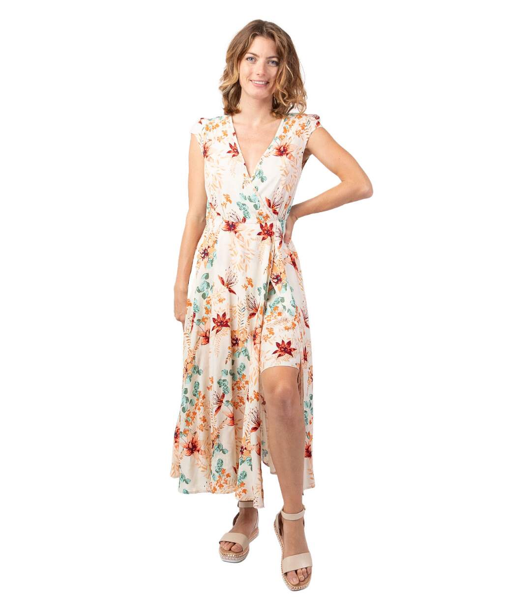 Robe d'été mi-longue LOLITA imprimé fleuri bohème chic Coton Du Monde-1