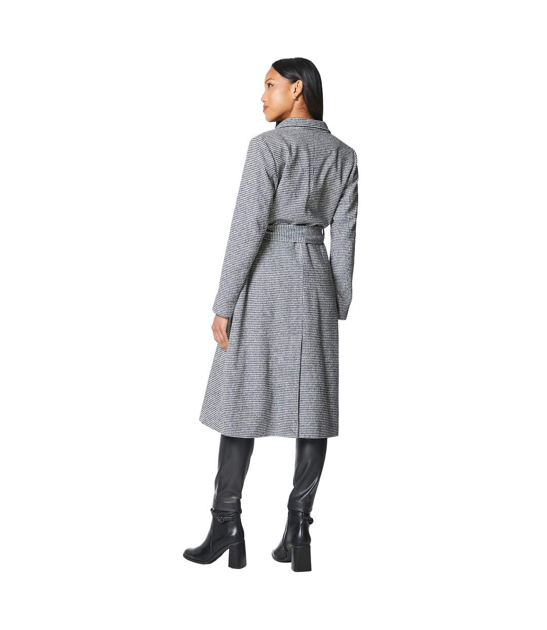 Womens/ladies checked wrap belted coat neutral Principles