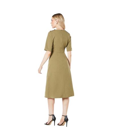 Womens/ladies utility midi dress olive Principles