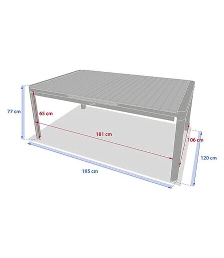 Table de jardin extensible en aluminium et acacia 12 places PARADIZE - Noyer et graphite