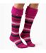 Ladies Multicoloured Striped Patterned Long Wellington Boot Thermal Socks-3