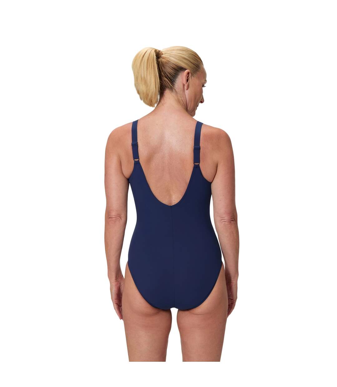 Maillot De Bain 1 Pièce À Bretelles Ajustables Motif/style Uni Aquanite Femme Bleu Marine Speedo-4