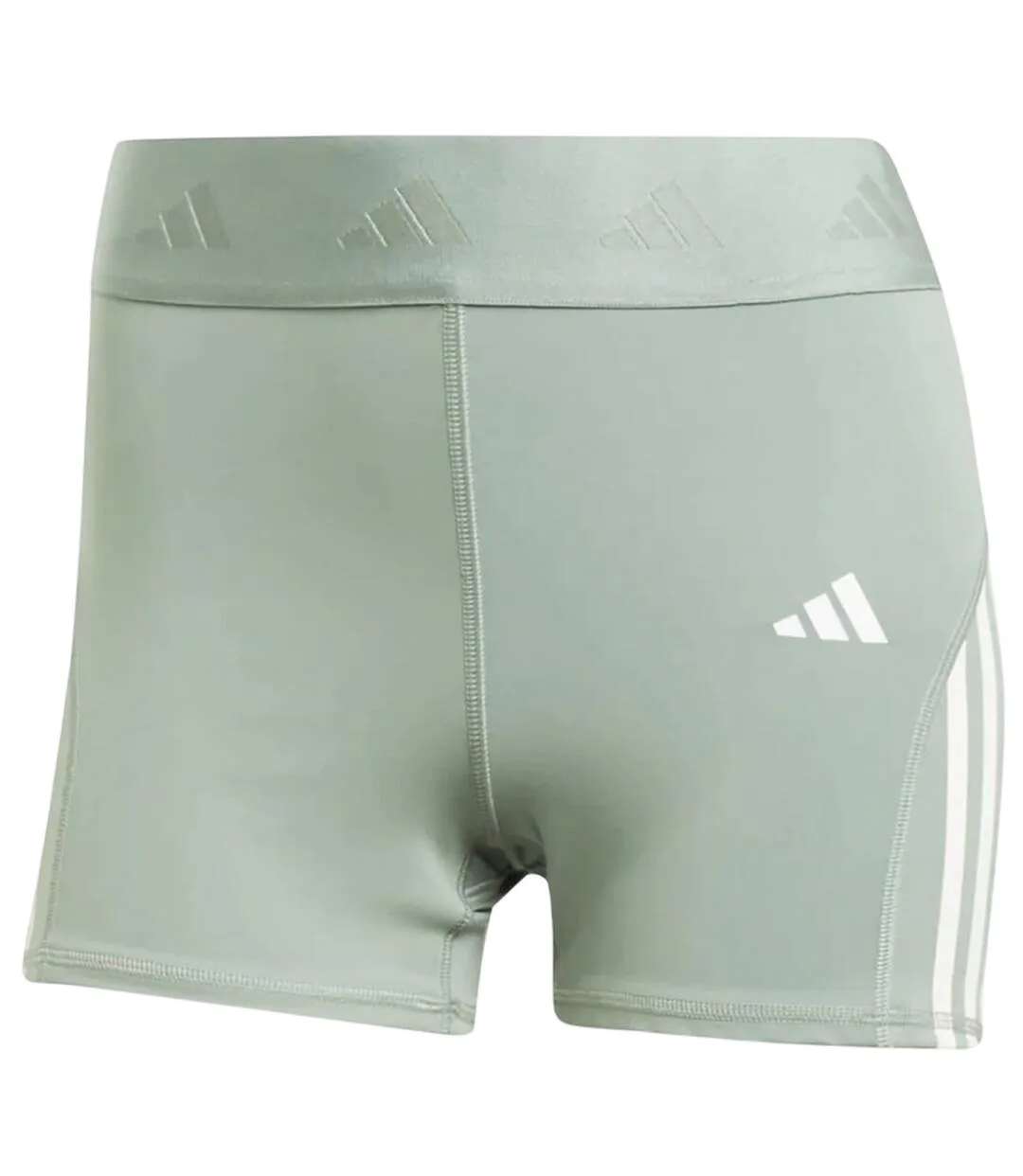 Womens/ladies Hyperglam 3 Stripes Shorts Linen Green Adidas-2