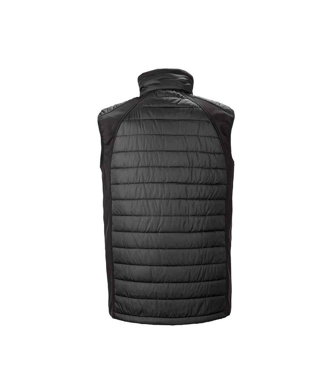 Mens black compass padded soft shell gilet black/lime green Result-2