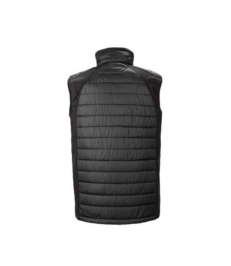 Mens black compass padded soft shell gilet black/lime green Result